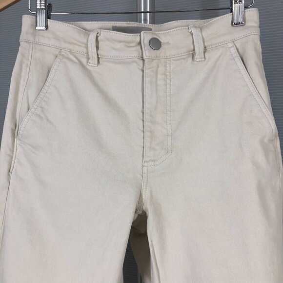 Everlane Cropped Straight Short Cuffed Hem Denim Jean in Bone‎ Sz 4 - Picture 4 of 16